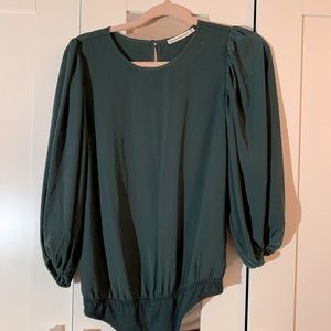 Emerald body suit blouse